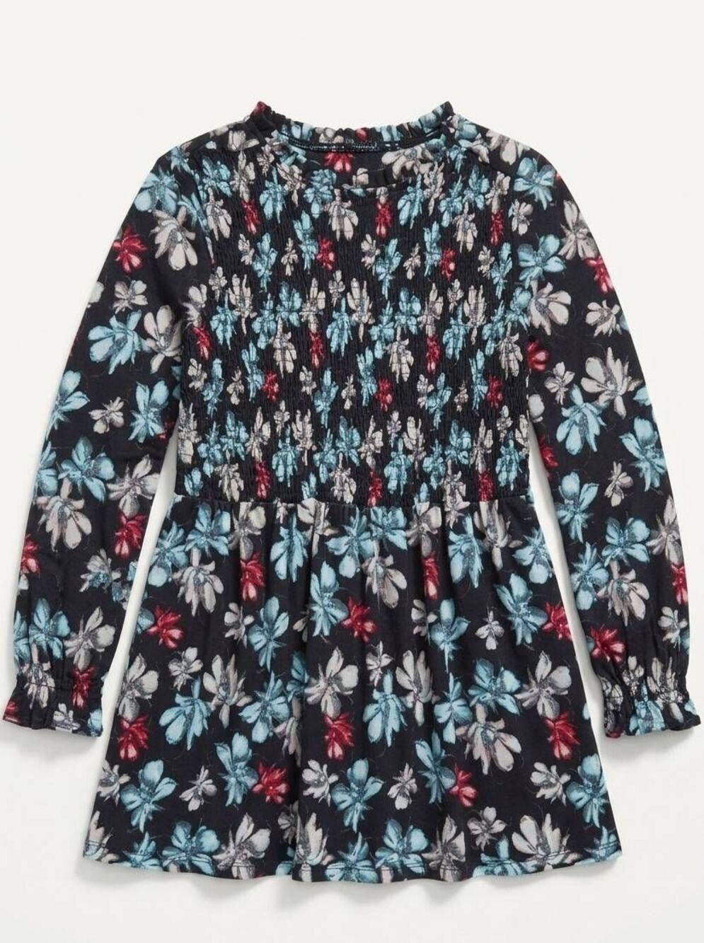 πΊοΈLane Bryant Black Floral Smocked Long Sleeve Tunic Top Size 14